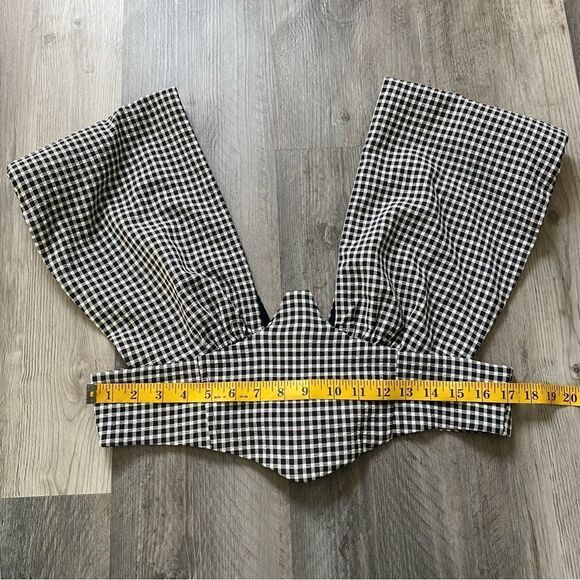 ASOS Plaid Check Bustier Crop Top Black White US 12 - Picture 7 of 9